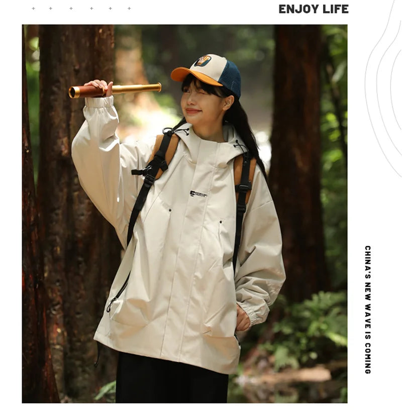 Men's Waterproof Hooded Hiking Bomber Windbreaker