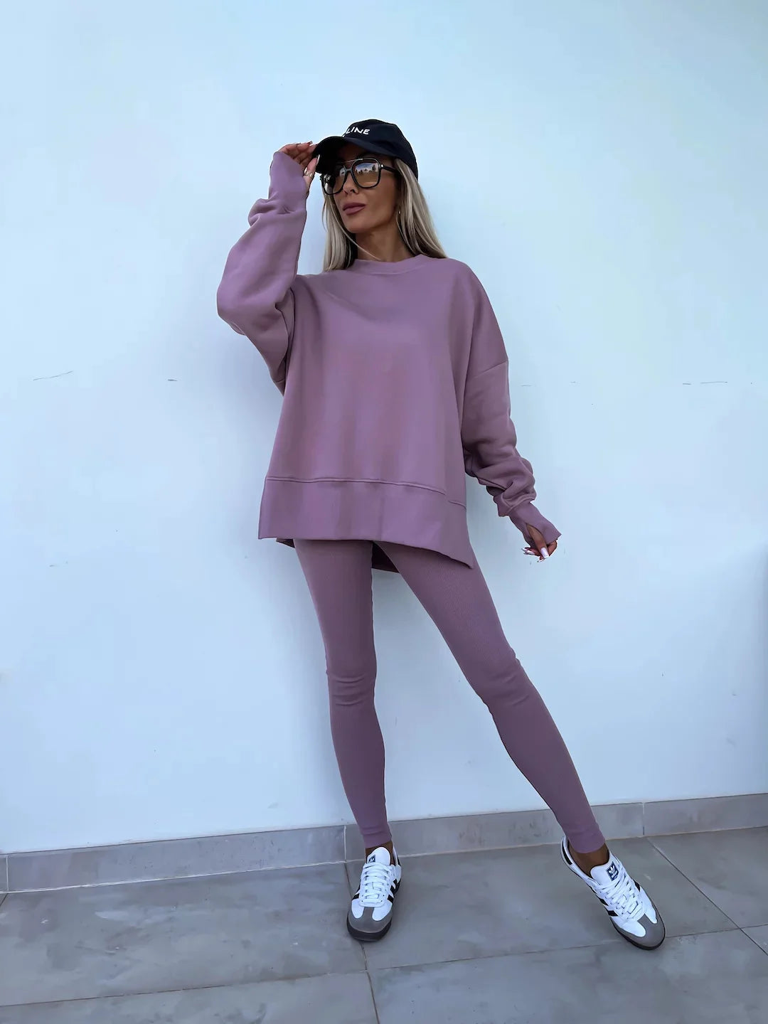 Women's Loose Shirt and Tight Pants Two-Piece Set