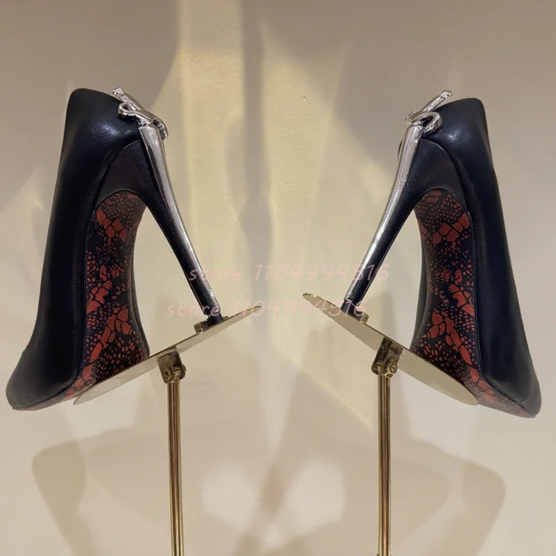 Women's Pointed-Toe Stiletto Pumps, Metal Decor Party Heels