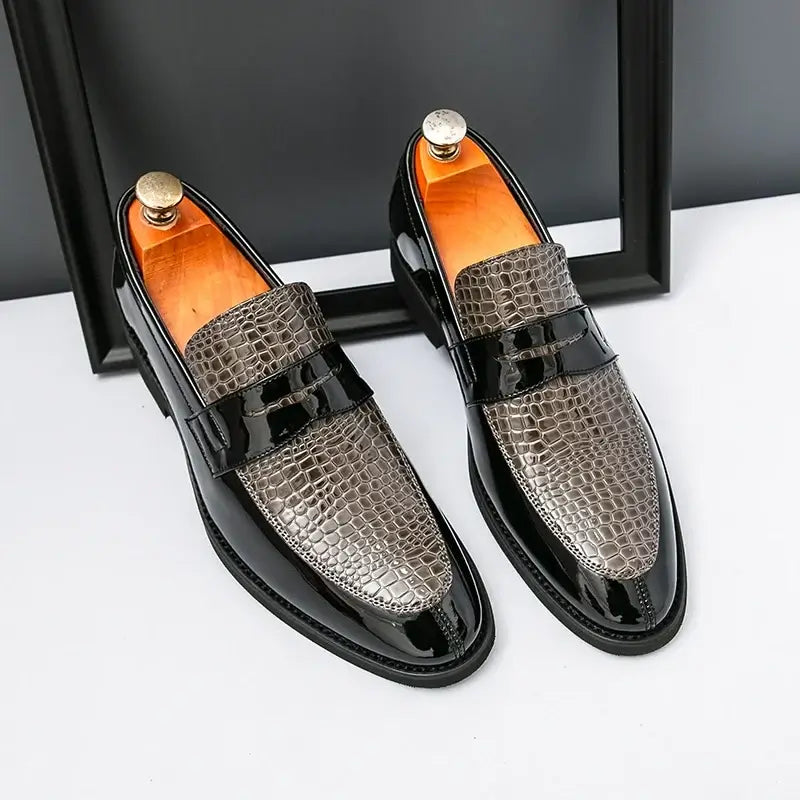 Men's Color-Block Round-Toe Business Loafers, Formal Wedding