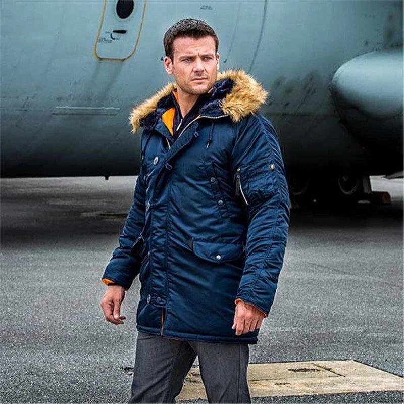 Men's Winter N3B USAF Waterproof Fur-Hood Parka, Tactical Bomber