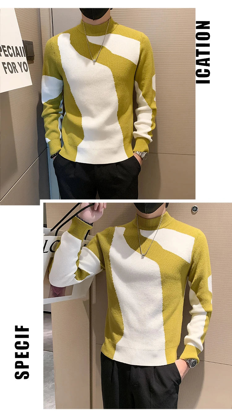 Men's Half Turtleneck Slim Knit Pullover