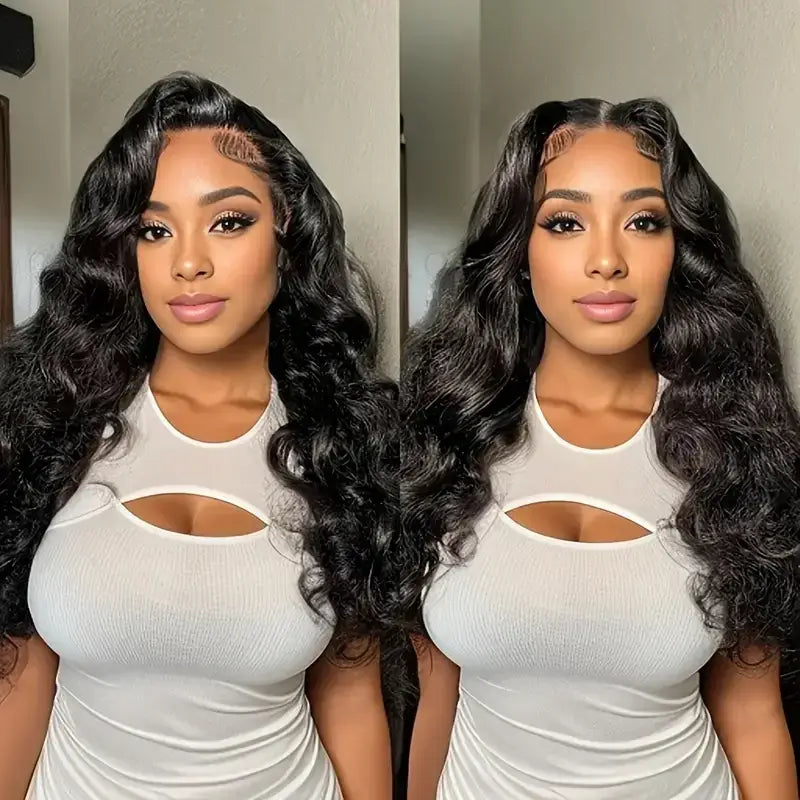 Body Wave 13x6 13X4 HD Lace Frontal Brazilian Human Hair Preplucked 4x4 5x5 Transparent Lace 2x6 Hd Lace Closure Human Hair model showcasing hairstyle.
