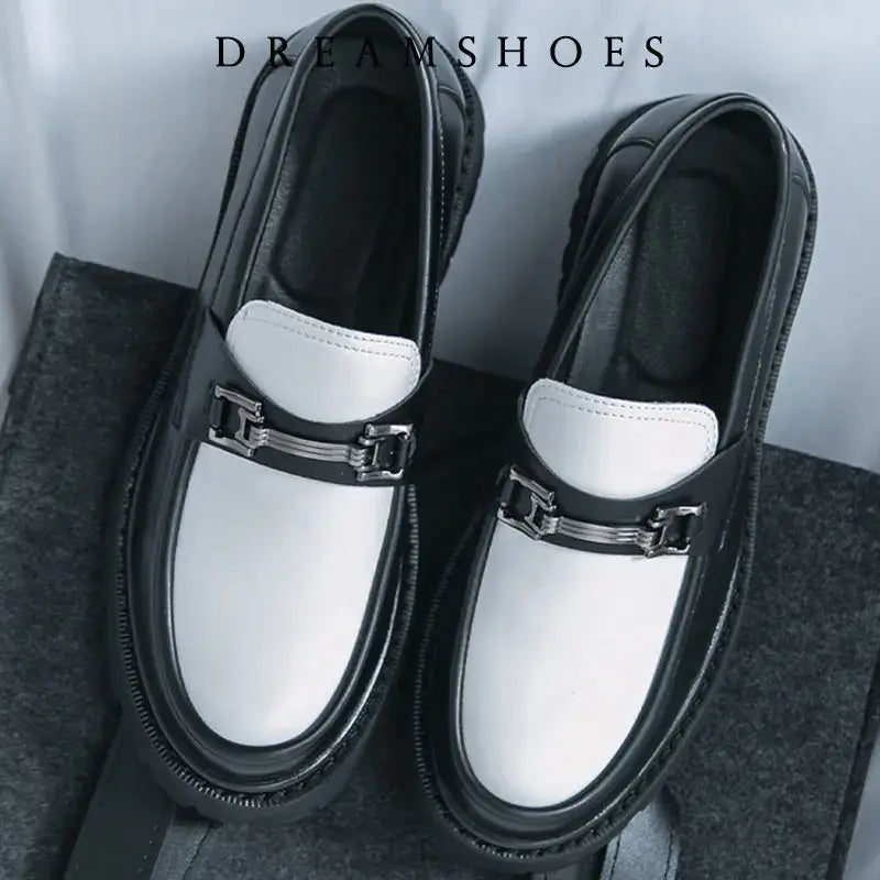 Men's British Metal Buckle Leather Loafers