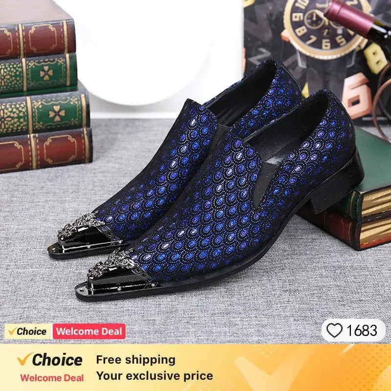 Men's Pointed Metal Toe Party Dress Shoes