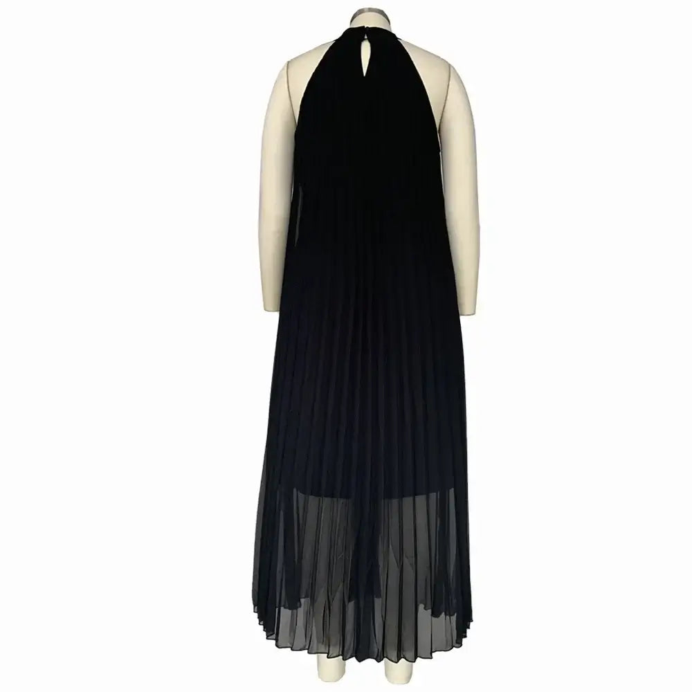 Women's Plus-Size Halter Hollow Split A-Line Bandage Maxi Dress