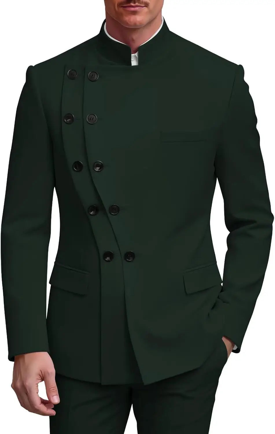Men's Slim Fit Stand Collar Wedding Tuxedo Set