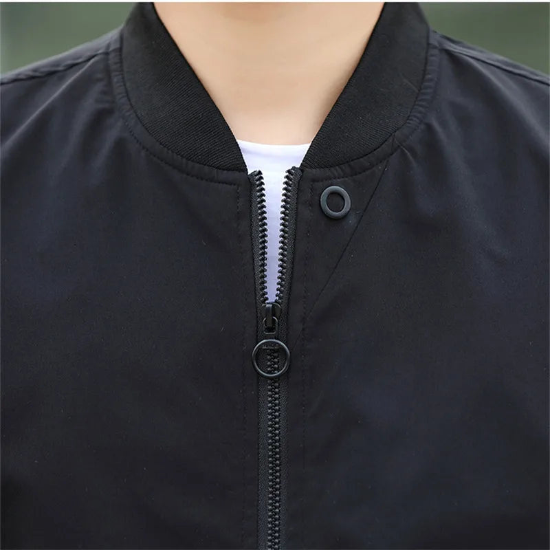 Men's Slim Fit Bomber Baseball Zip Jacket