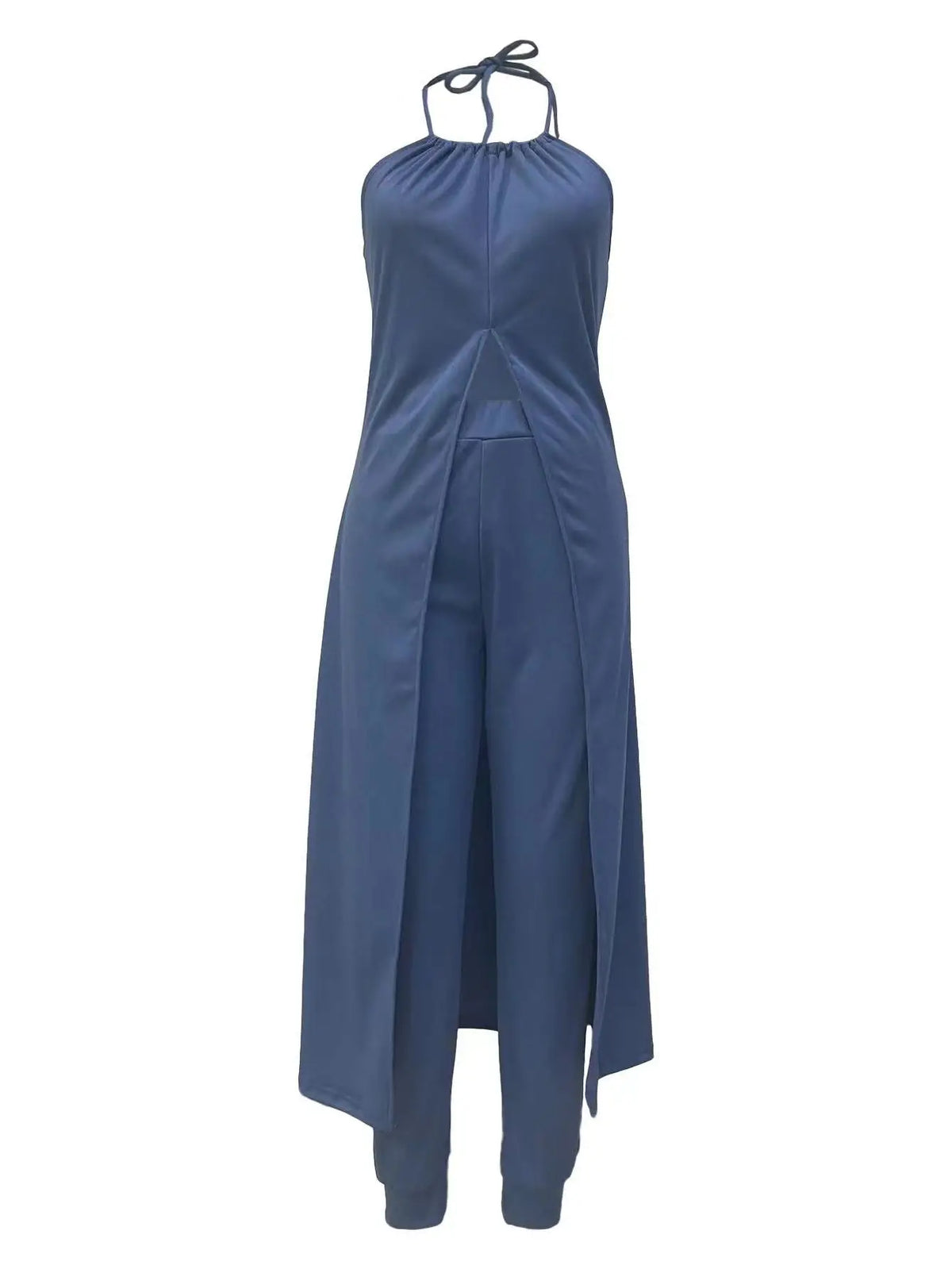 Women's Sleeveless Halter Top and Pencil Pants Two-Piece Set