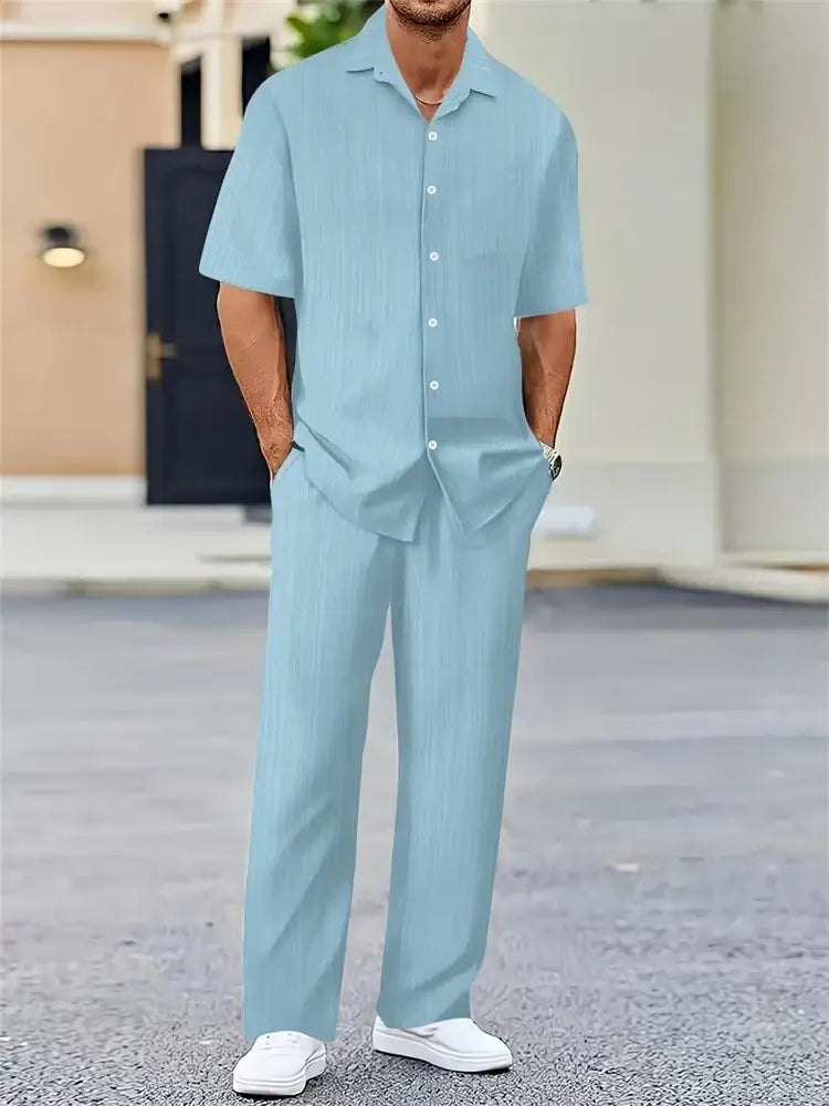 Men's Geometric Print Short-Sleeve Shirt Set