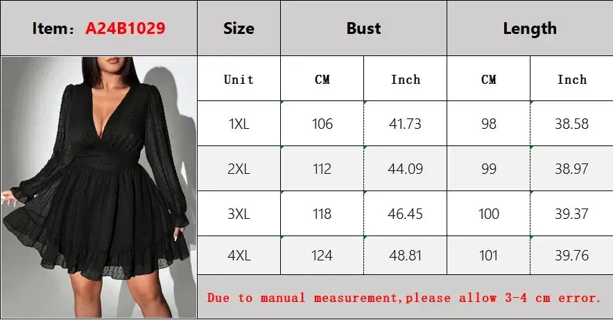 Women's Plus Size V-Neck Polka Dot A-Line Evening Dress