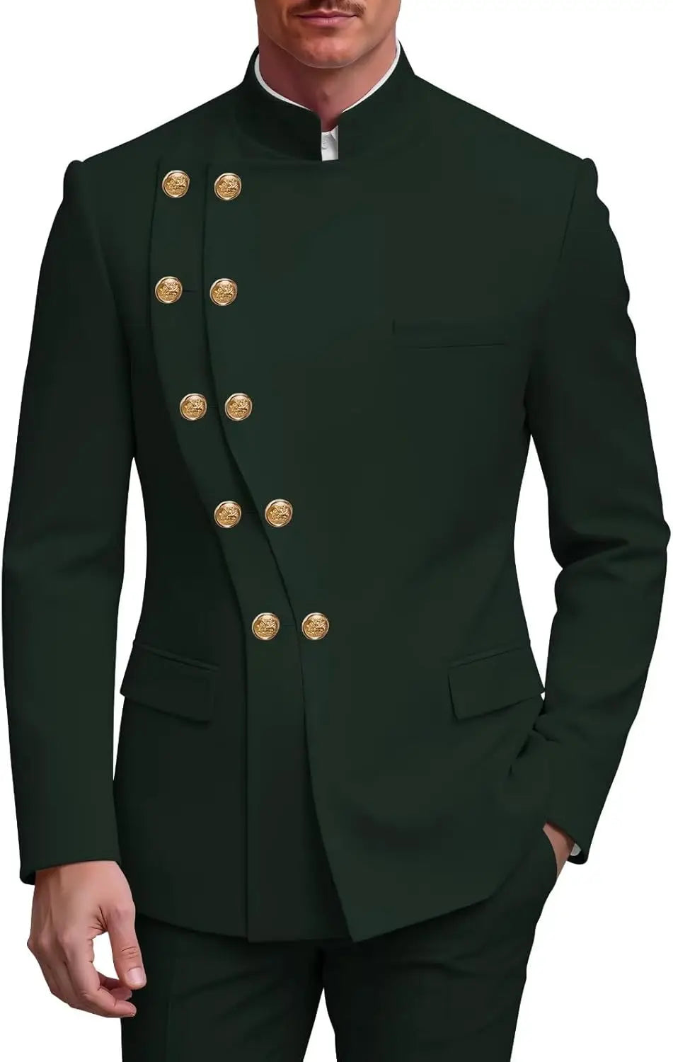 Men's Slim Fit Stand Collar Wedding Tuxedo Set