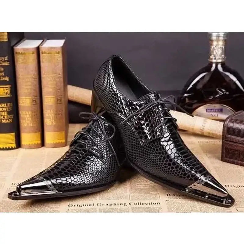 Men's Glitter Gold Italian Pointed Leather Wedding Dress Shoes