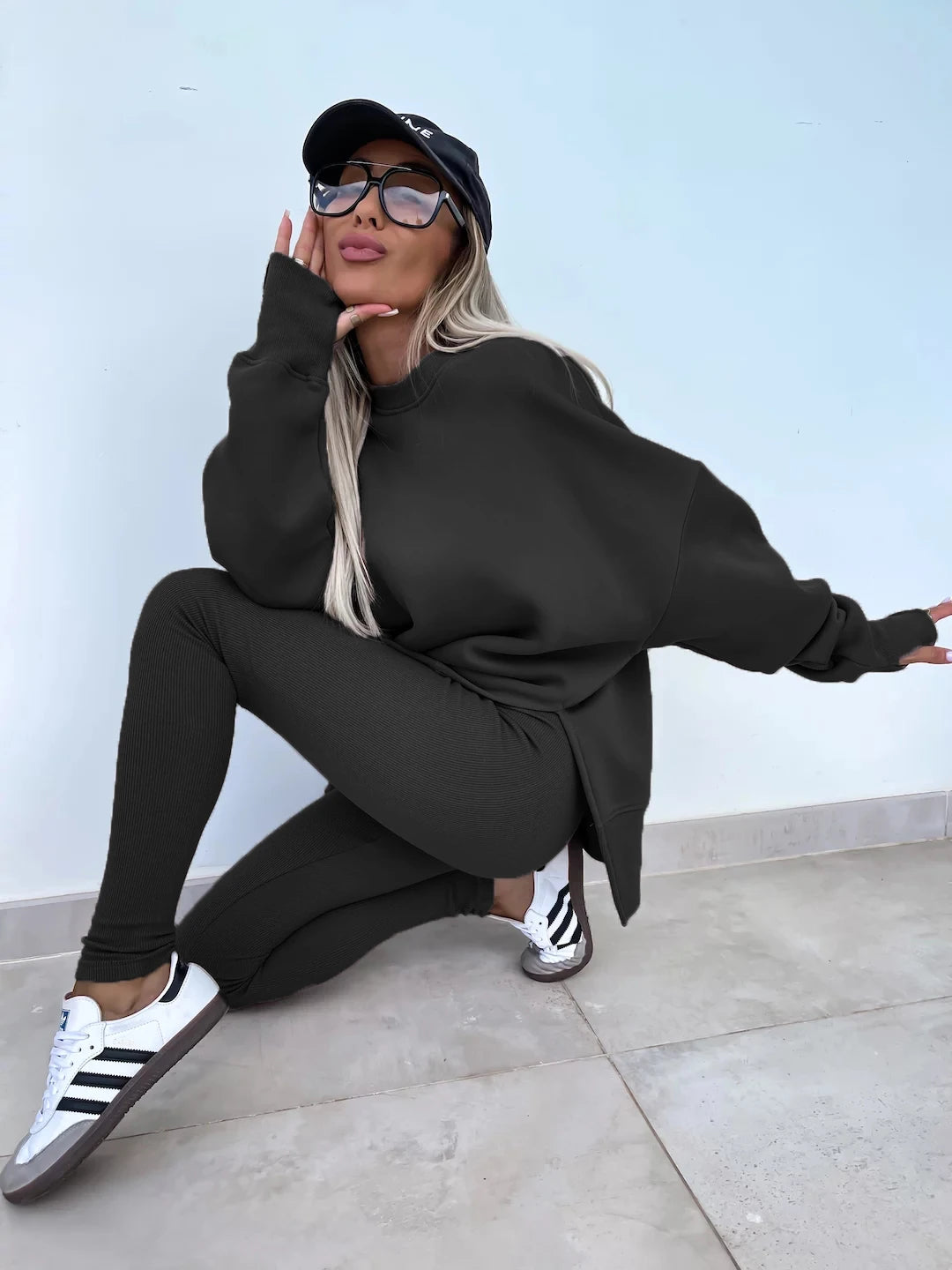 Women's Loose Shirt and Tight Pants Two-Piece Set