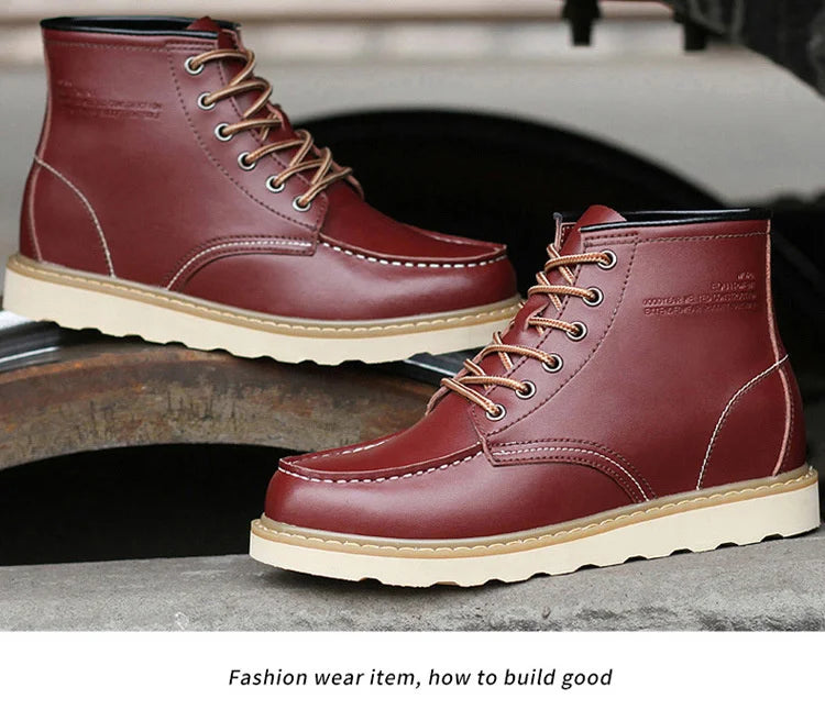 Men's Hidden Heel Elevator Leather Height Boots 6-10CM