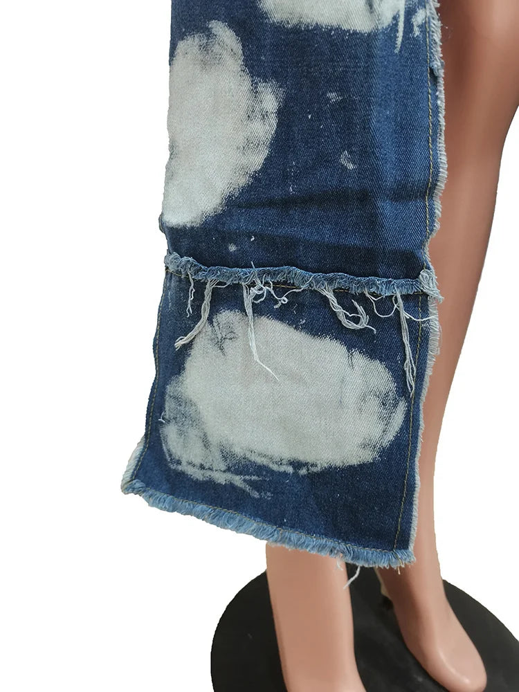 Women's Long Denim Trench Jacket with Pockets, Street Outerwear