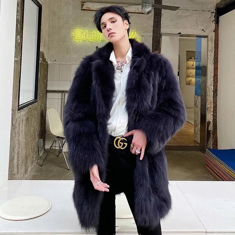 Men's Thick Faux Fur Lapel Parka Windbreaker