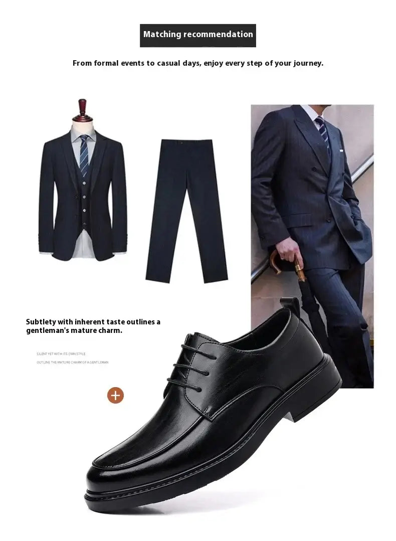 Men's Plus Size Elevator Leather Oxfords 3-8CM Height