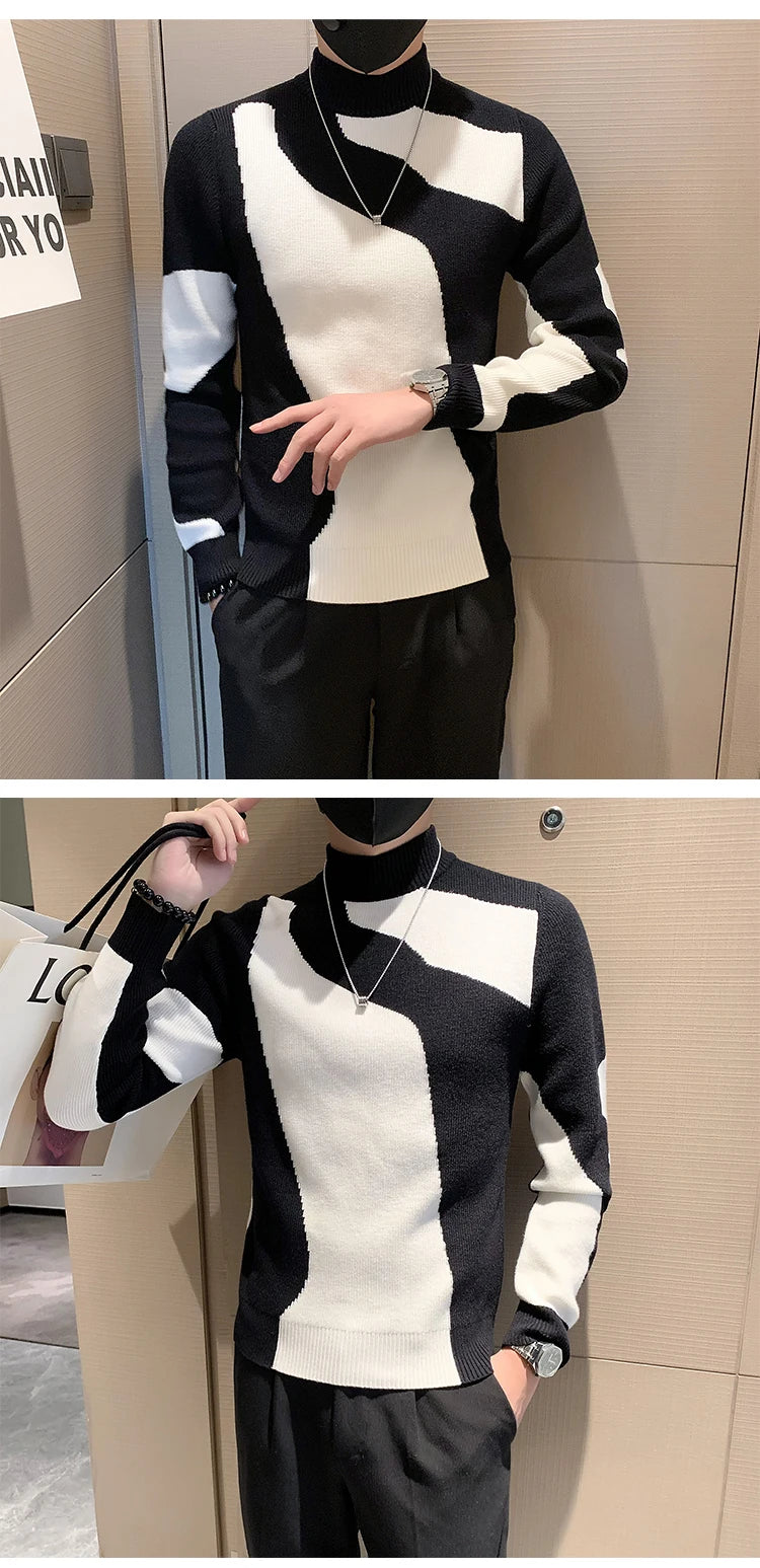 Men's Half Turtleneck Slim Knit Pullover