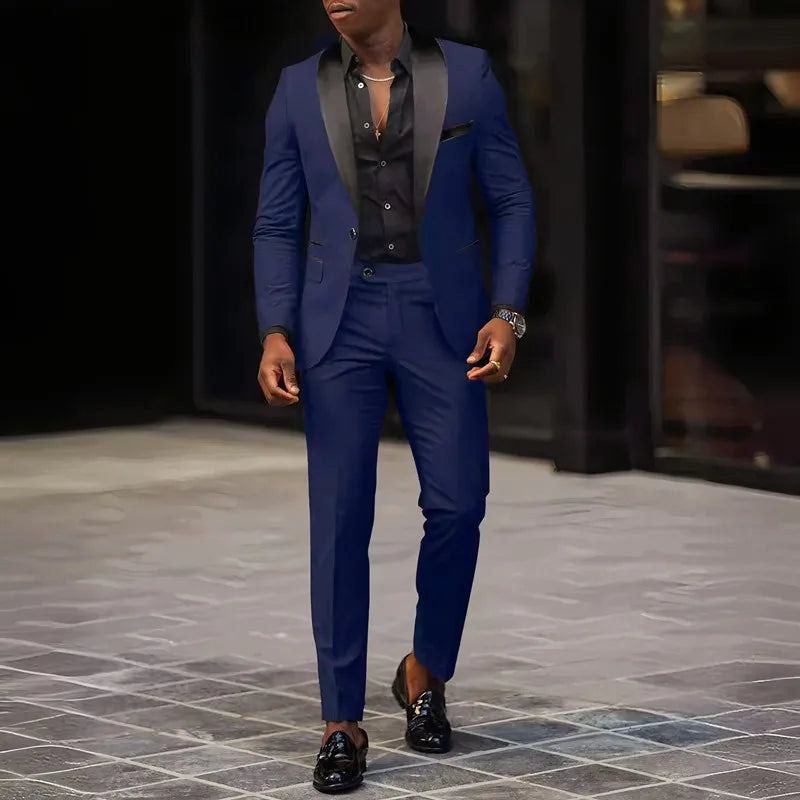 Men's Slim Fit Single-Button Wedding Suit Set