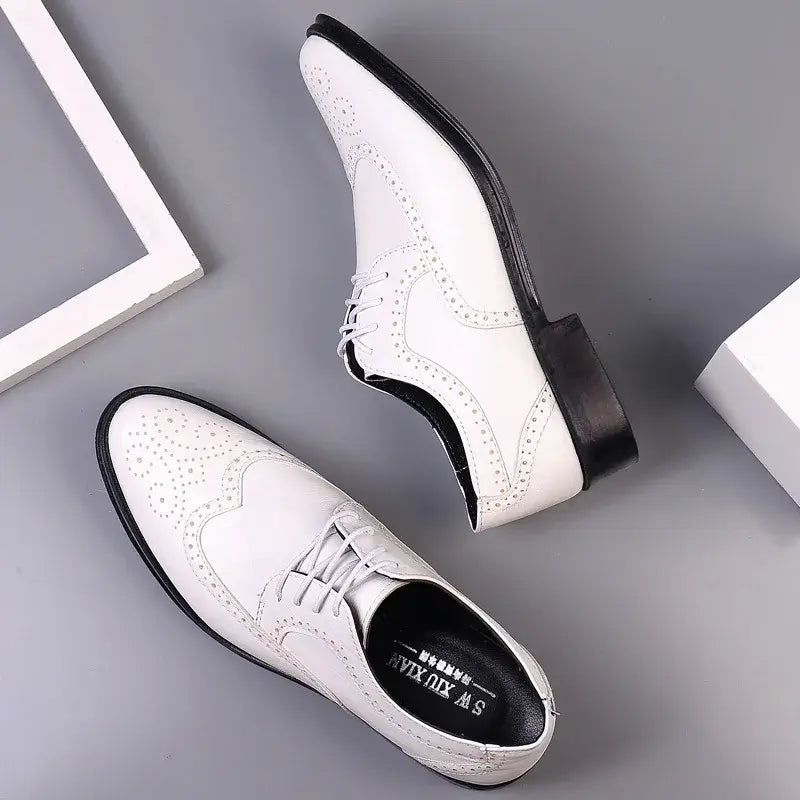 Men's Handmade Brogue PU Leather Wedding Dress Loafers