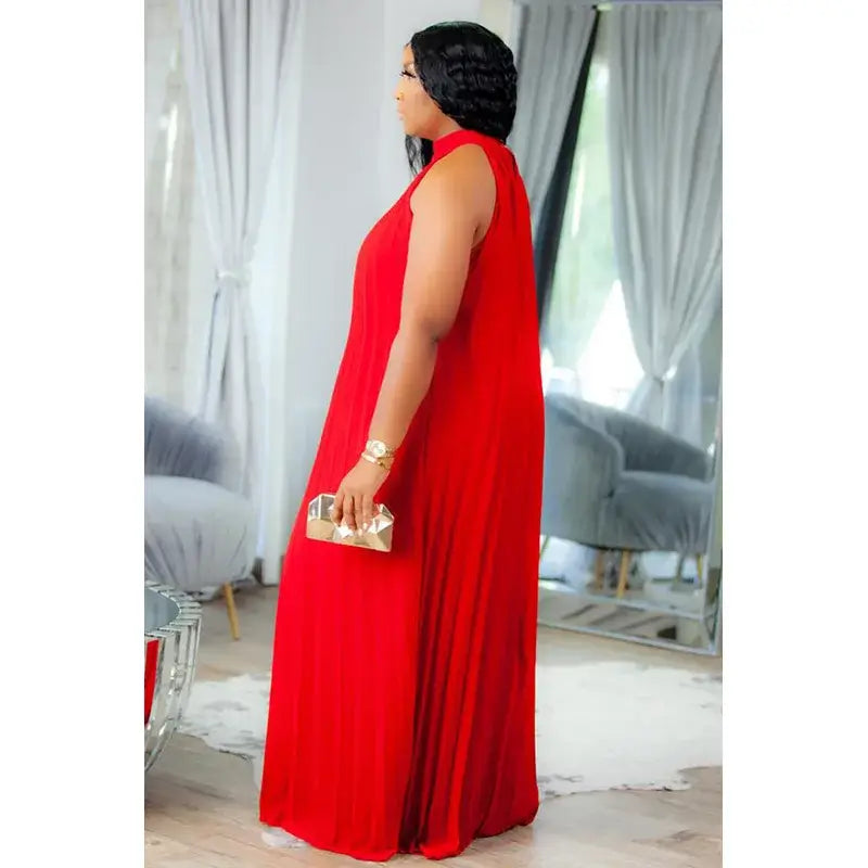 Women's Plus-Size Halter Hollow Split A-Line Bandage Maxi Dress