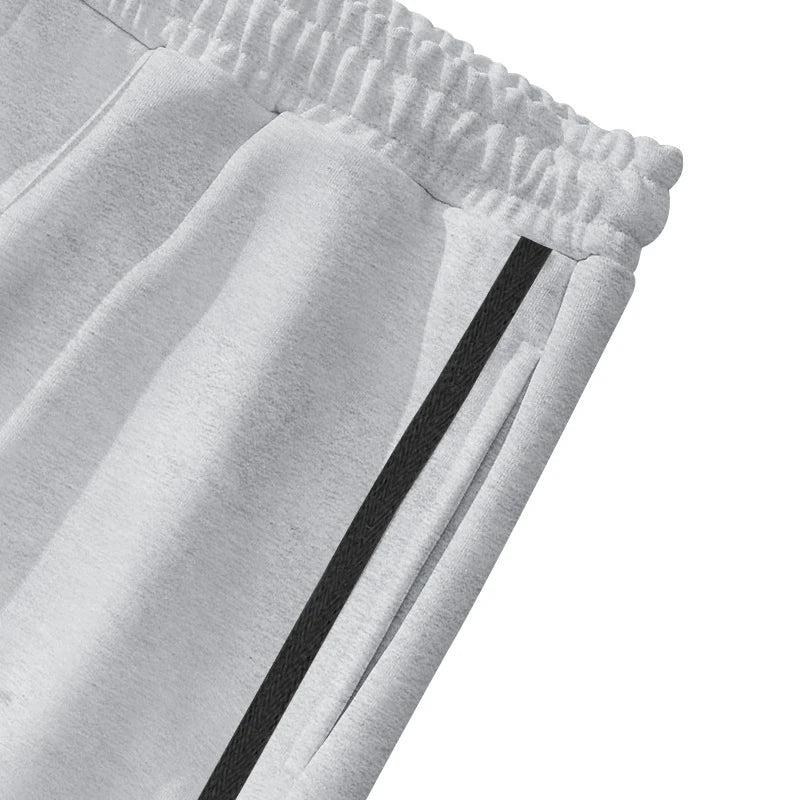 Men's Loose Solid Patchwork Side Button Straight Trousers