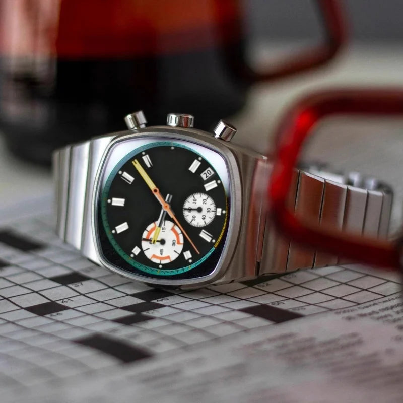 Men's Square Dial Splash-Resistant Automatic Mechanical Watch