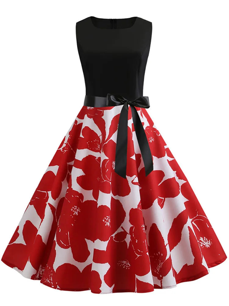 Black White Polka Dot Summer Dress Women Sleeveless Vintage 50s 60s Party Office Dresses