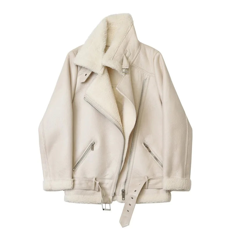 Women's Extra-Thick Faux Fur Lamb Rider Jacket