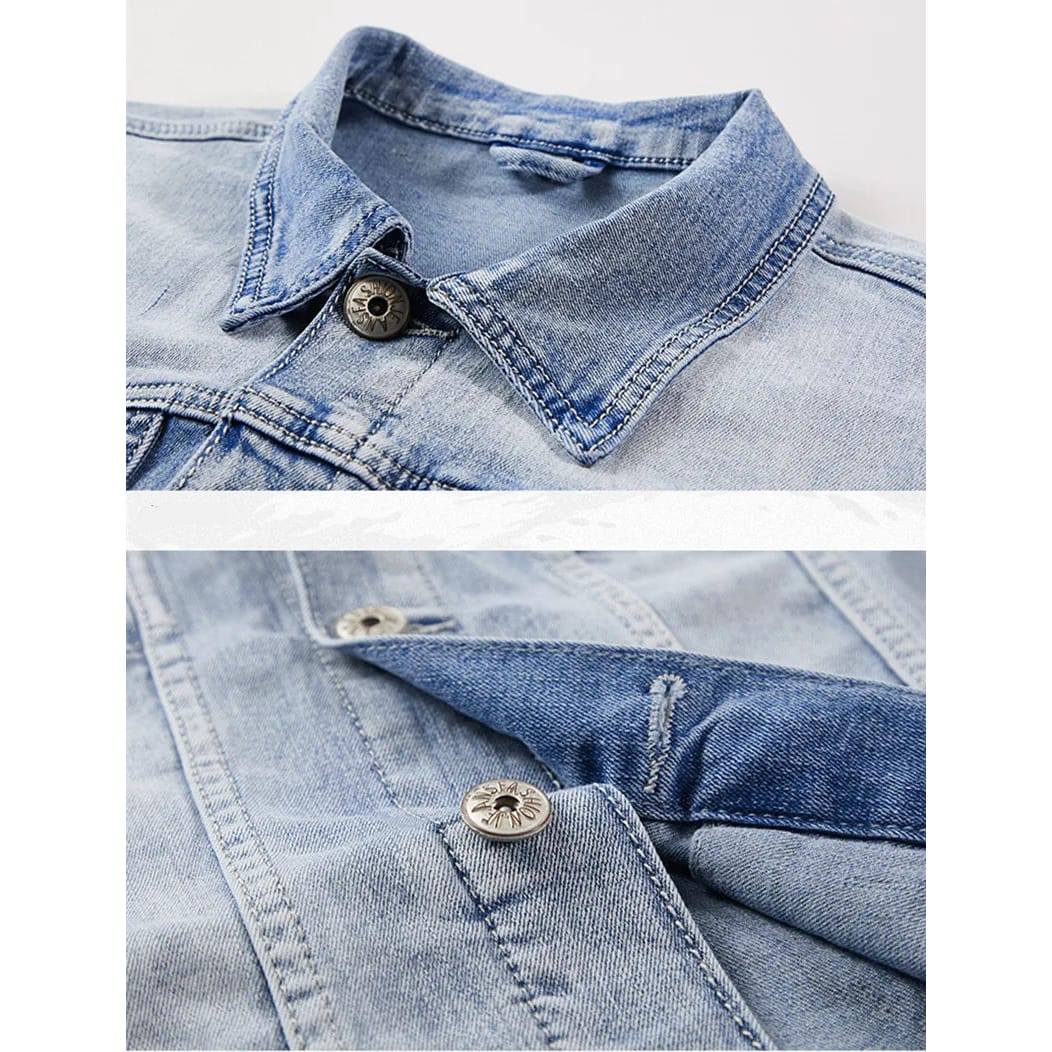 Spring Autumn Men's Denim Suit Loose Fit Plus Size Trendy Two-Piece Student Versatile Outerwear Casual Jacket