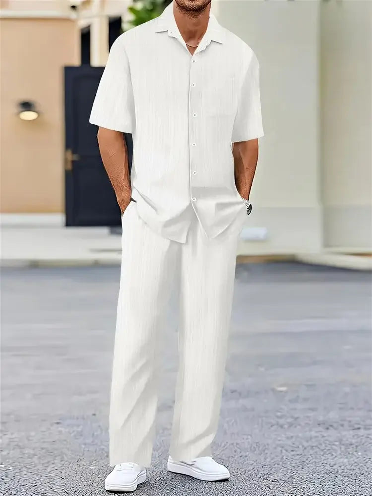 Men's Geometric Print Short-Sleeve Shirt Set