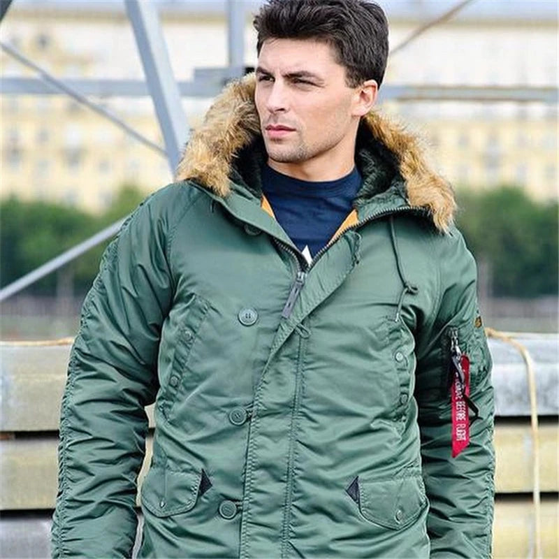 Men's Winter N3B USAF Waterproof Fur-Hood Parka, Tactical Bomber
