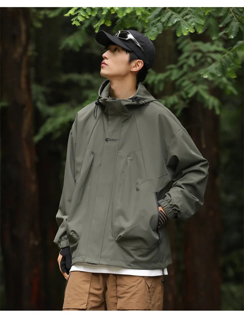 Men's Waterproof Hooded Hiking Bomber Windbreaker
