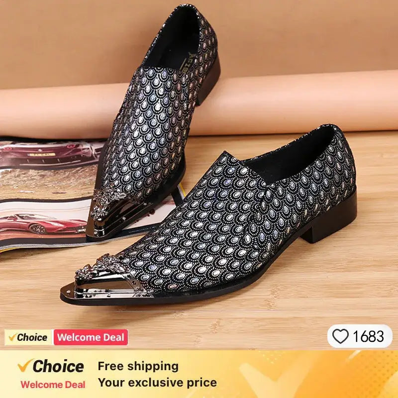 Men's Pointed Metal Toe Party Dress Shoes