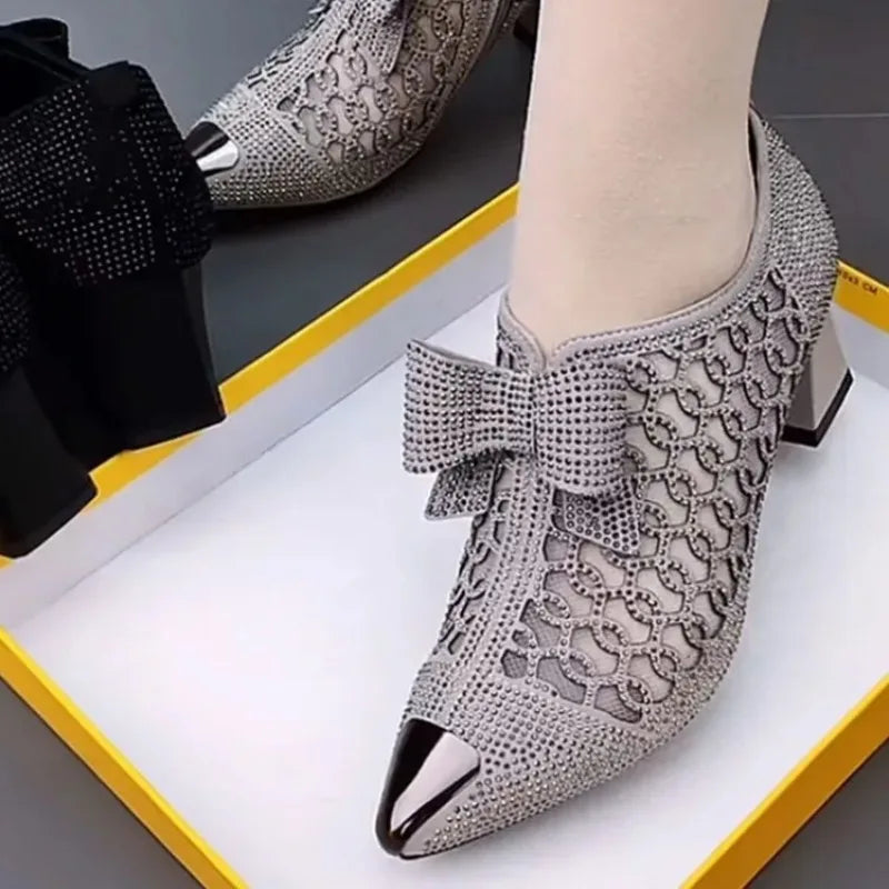Women's Rhinestone Hollow High Heel Dance Shoes