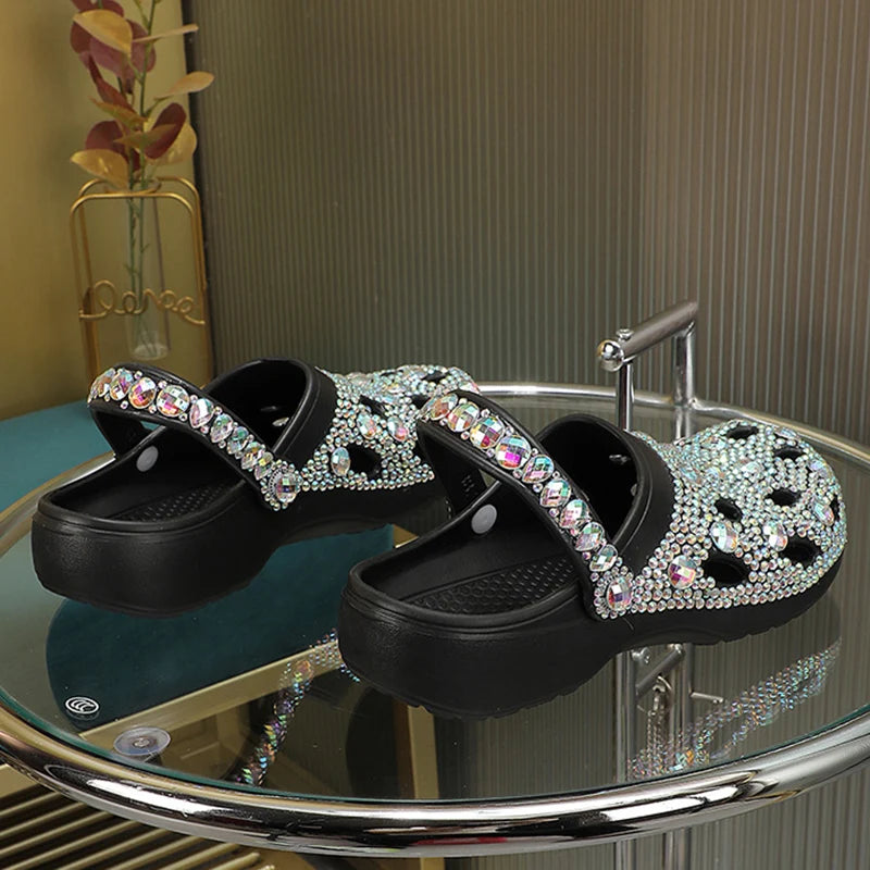 Women's EVA Rhinestone Beach Slide Slippers, Sizes 35-41