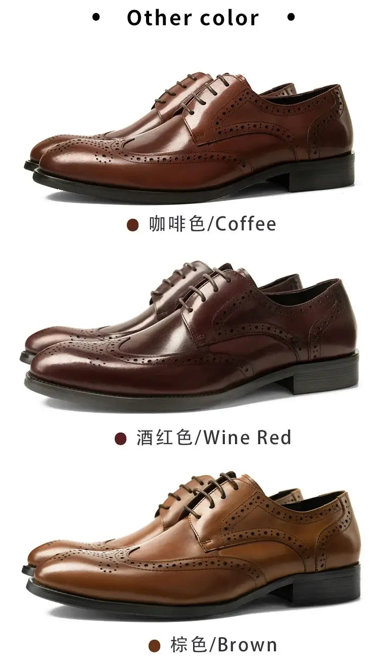 Men's Multi-Color Breathable Leather Wedding Brogue Shoes