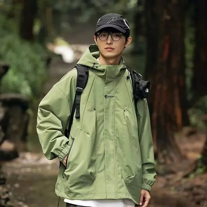 Men's Waterproof Hooded Hiking Bomber Windbreaker