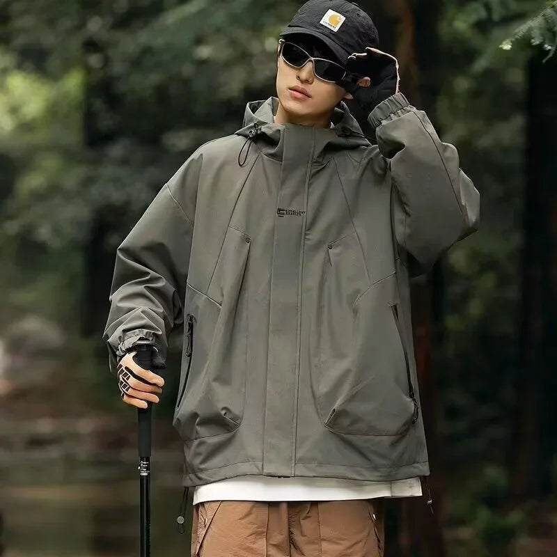 Men's Waterproof Hooded Hiking Bomber Windbreaker