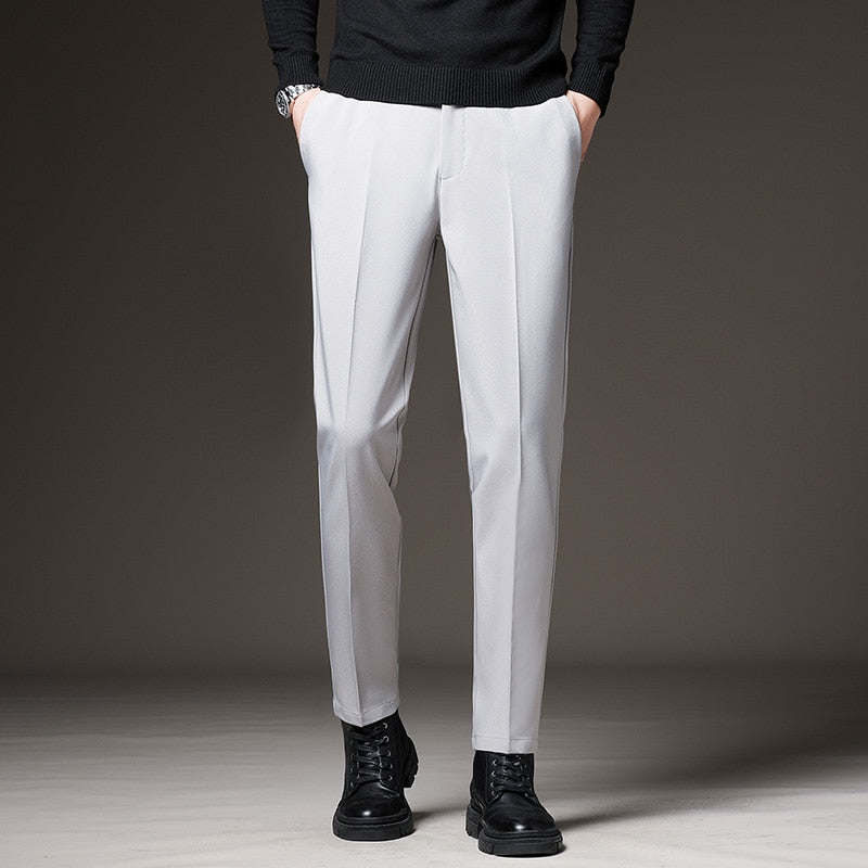 Men's Slim Elastic-Waist Business Suit Pants, Sizes 27-42