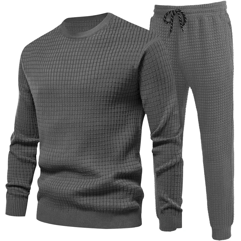 Men's Loose Round Neck Long Sleeve Shirt and Pants Set