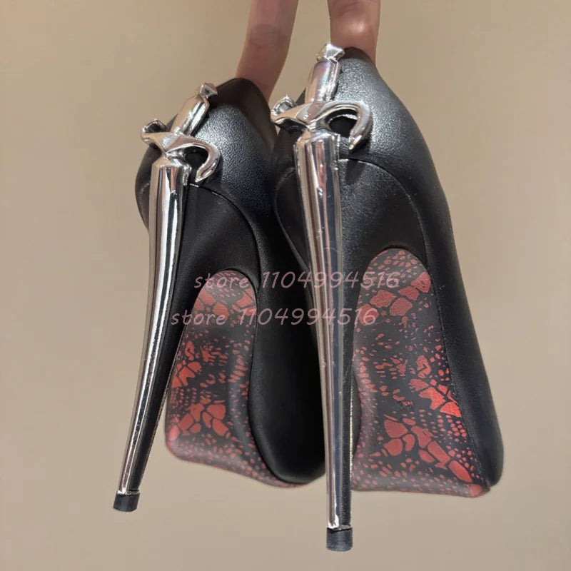 Women's Pointed-Toe Stiletto Pumps, Metal Decor Party Heels
