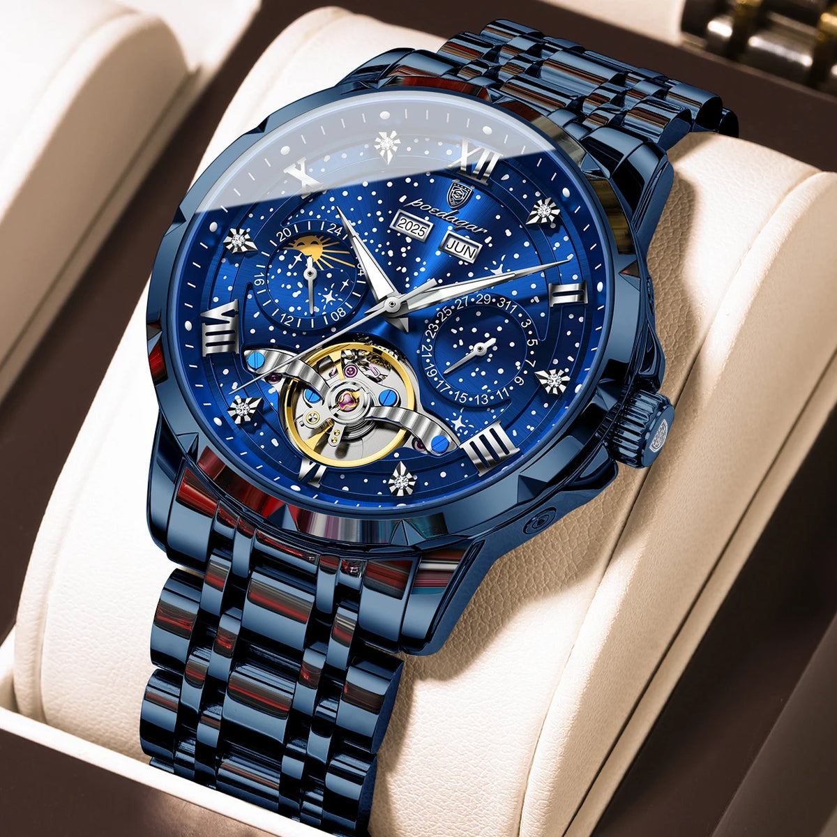 Men's Automatic Mechanical Stainless Steel Calendar Watch