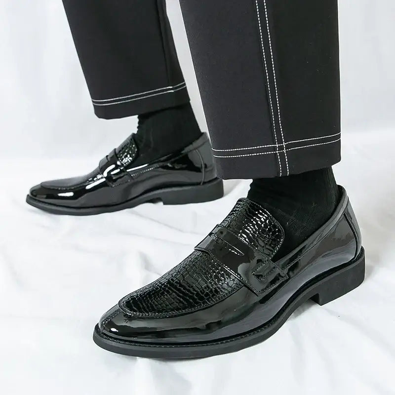 Men's Color-Block Round-Toe Business Loafers, Formal Wedding