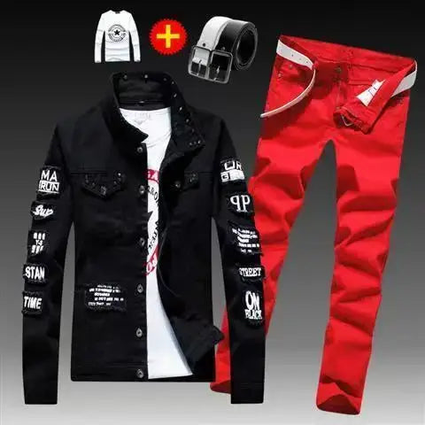 Men's Slim Denim Jacket and Jeans Two-Piece Set