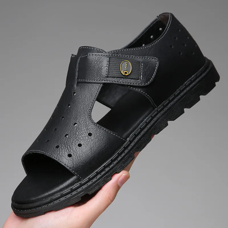 Men's Leather Roman Soft-Sole Casual Beach Sandals