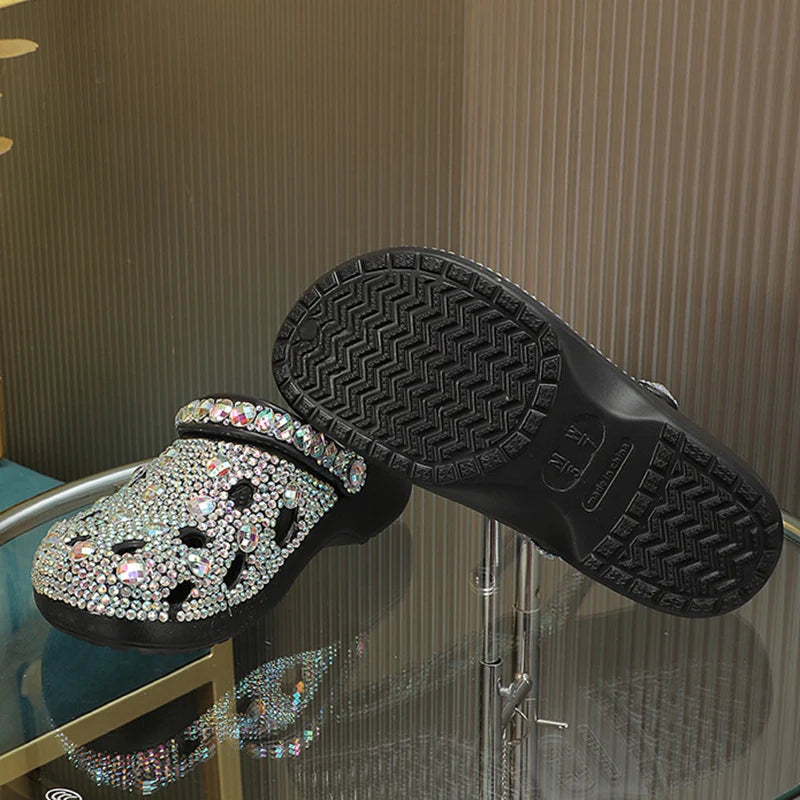 Women's EVA Rhinestone Beach Slide Slippers, Sizes 35-41
