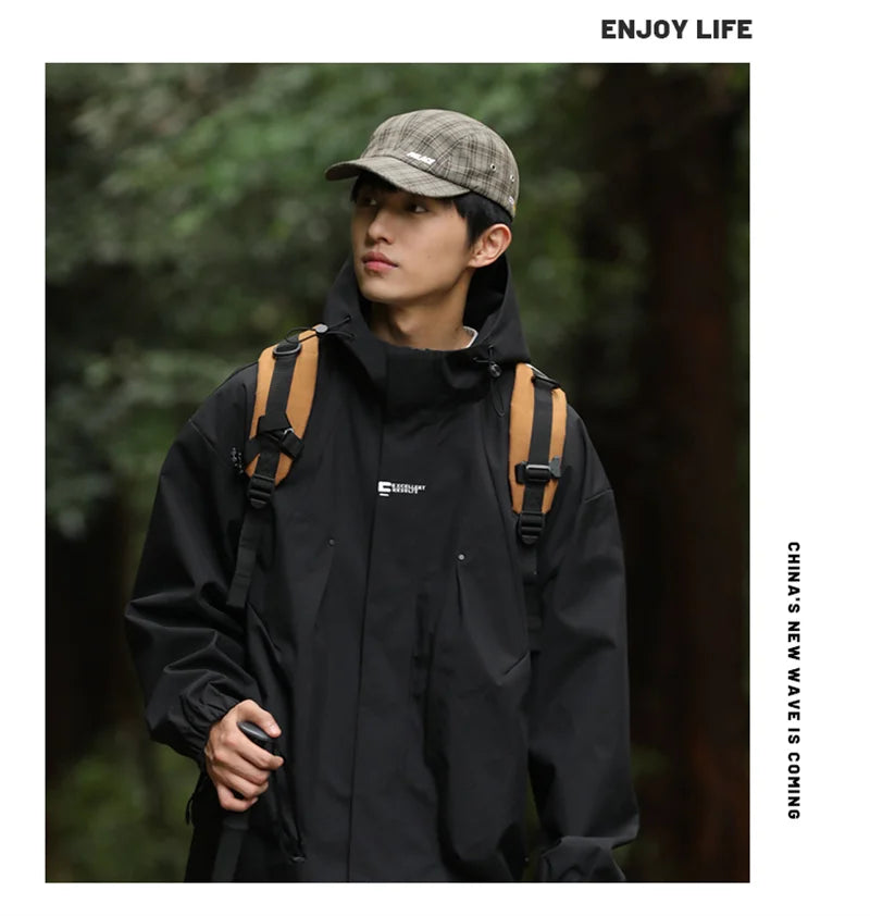 Men's Waterproof Hooded Hiking Bomber Windbreaker