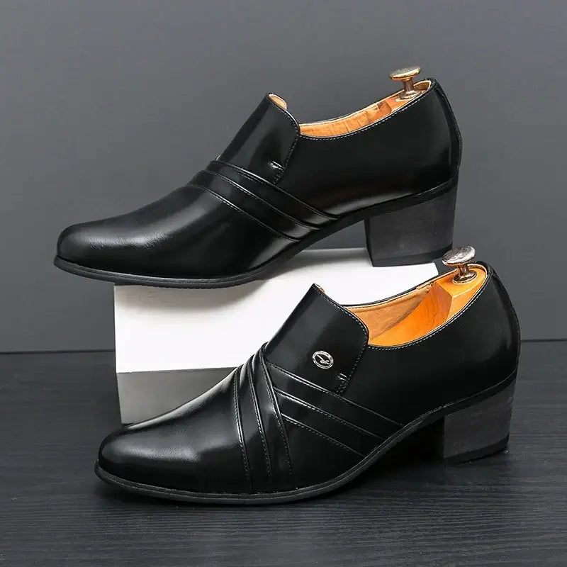 Men's Pointed Leather Height-Increase Business Dress Shoes
